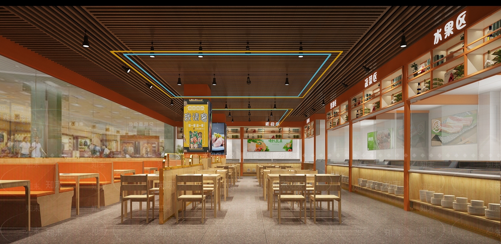 现代自助餐厅3D模型下载【ID:1110344092】