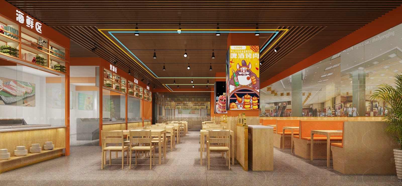 现代自助餐厅3D模型下载【ID:1110344092】