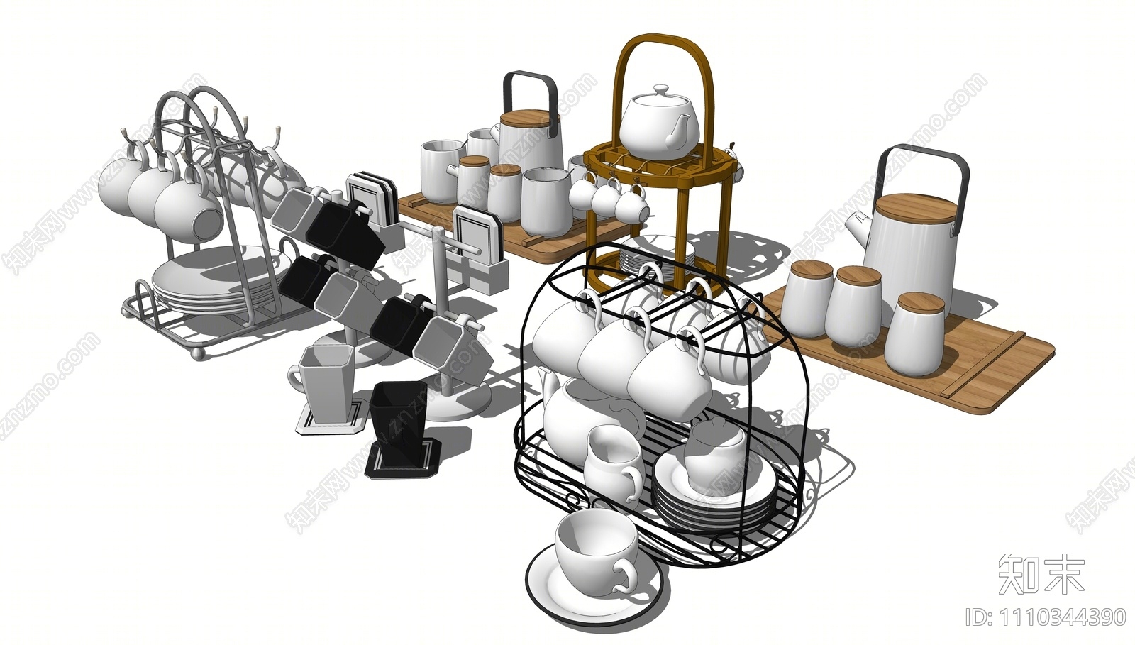 现代茶杯组合SU模型下载【ID:1110344390】