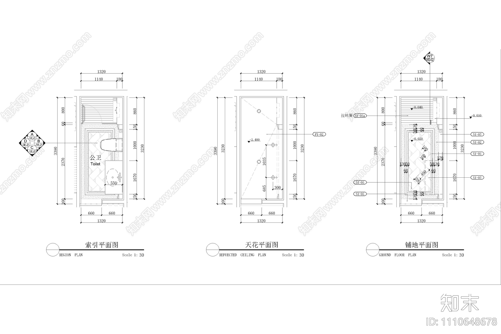 卫生间cad施工图下载【ID:1110648678】