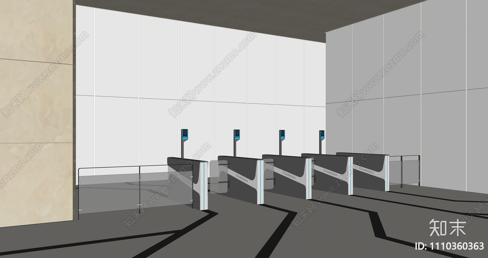 现代智能识别安检闸机SU模型下载【ID:1110360363】