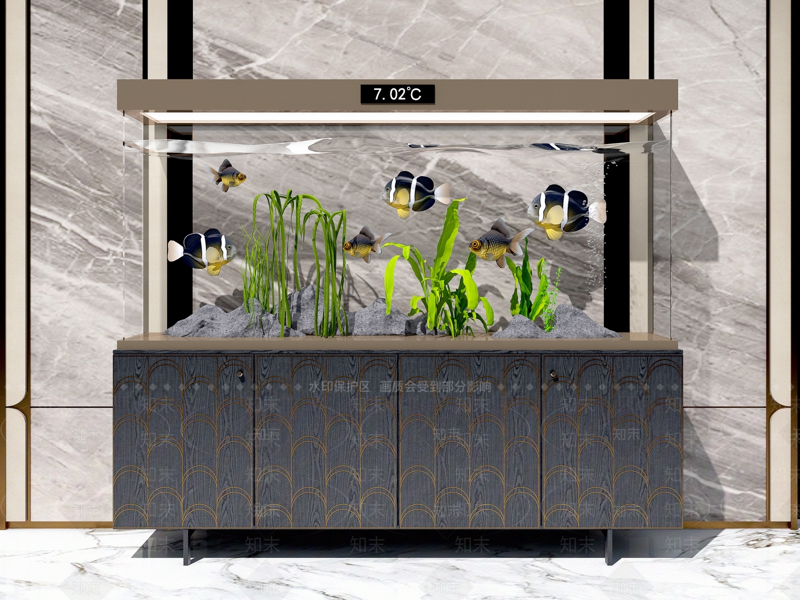 现代鱼缸水族3D模型下载【ID:1110360739】