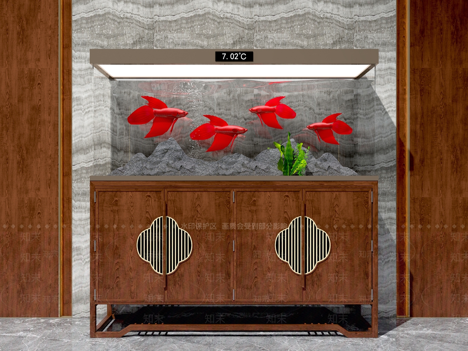 新中式鱼缸水族3D模型下载【ID:1110360887】