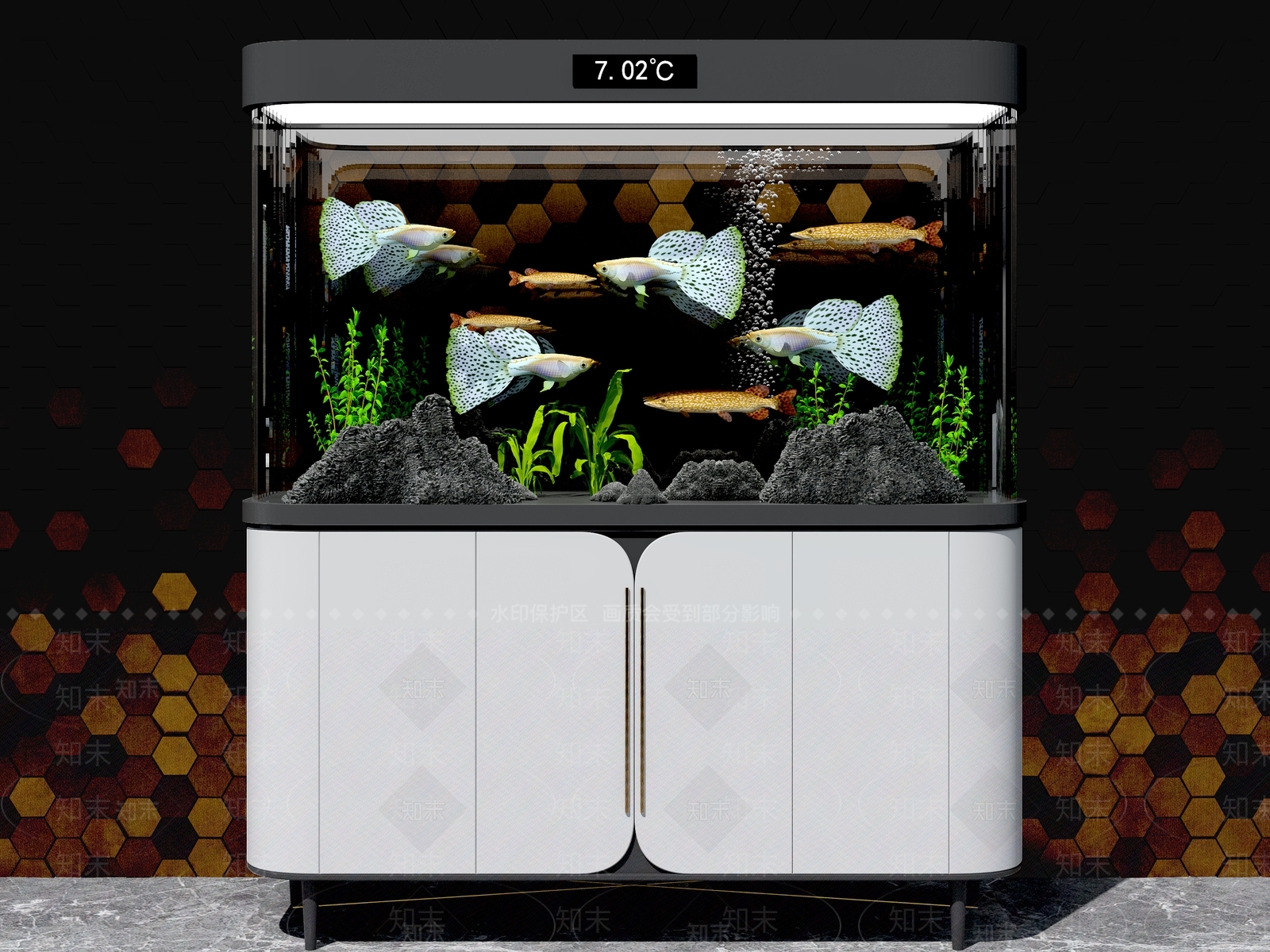 现代鱼缸水族3D模型下载【ID:1110363084】