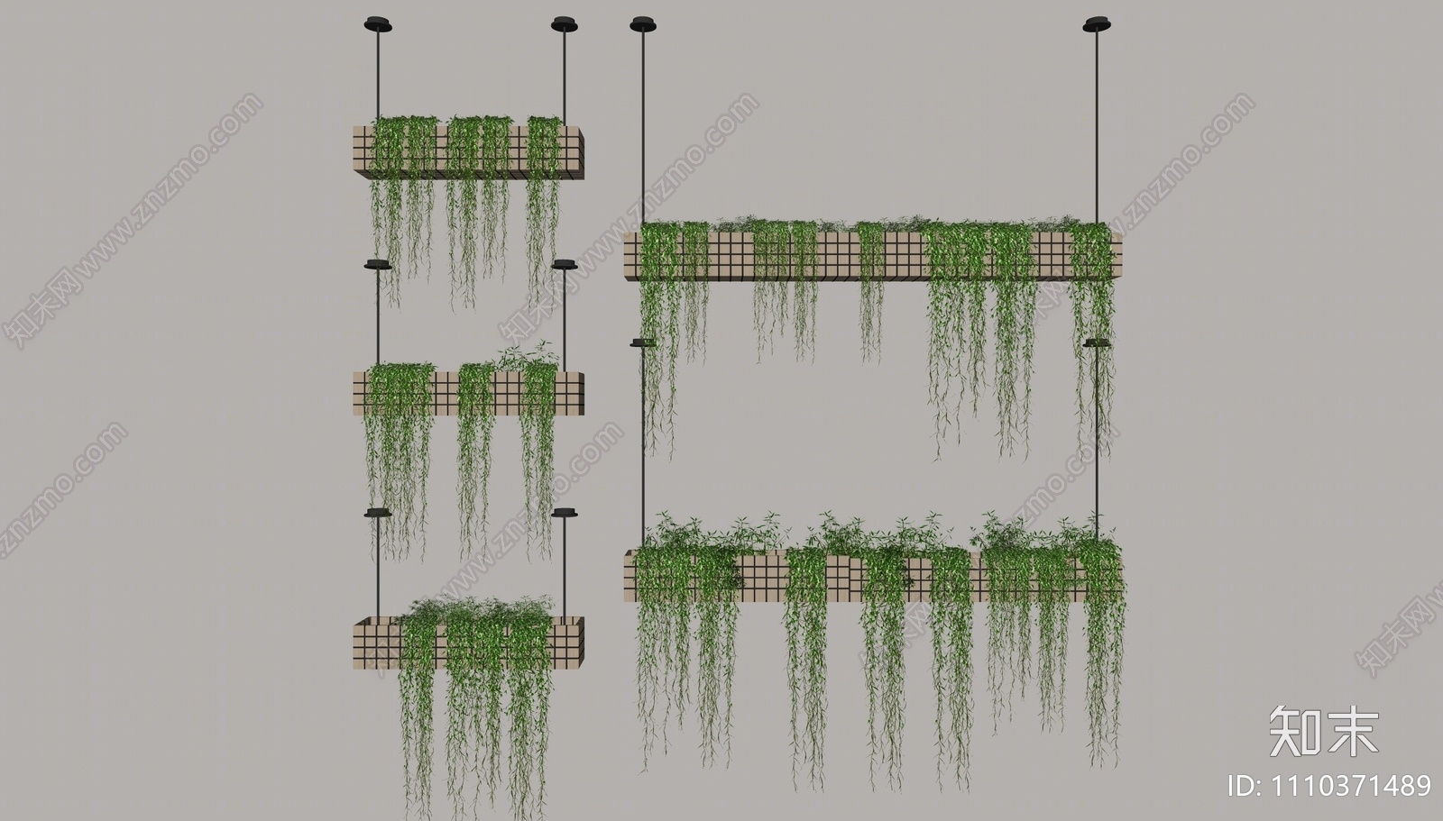 现代绿植吊篮SU模型下载【ID:1110371489】