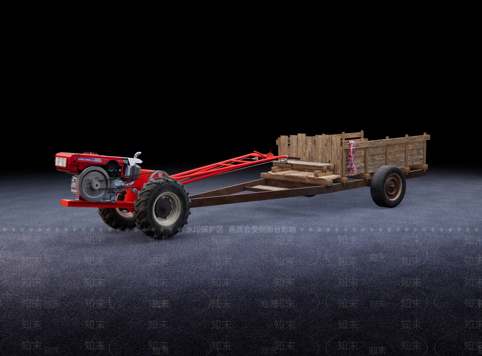 现代手扶拖拉机SU模型下载【ID:1110372494】
