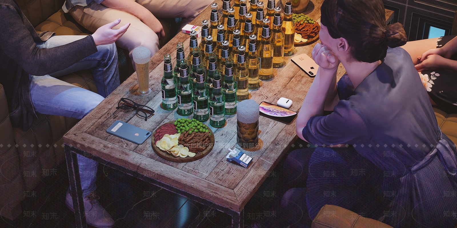 现代酒吧休息区3D模型下载【ID:1110374878】