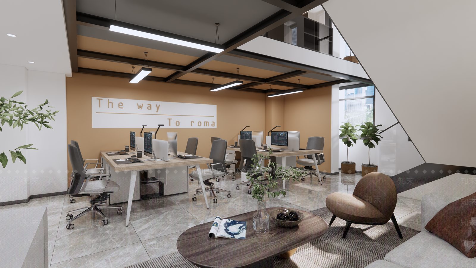 现代LOFT办公室SU模型下载【ID:1110375833】