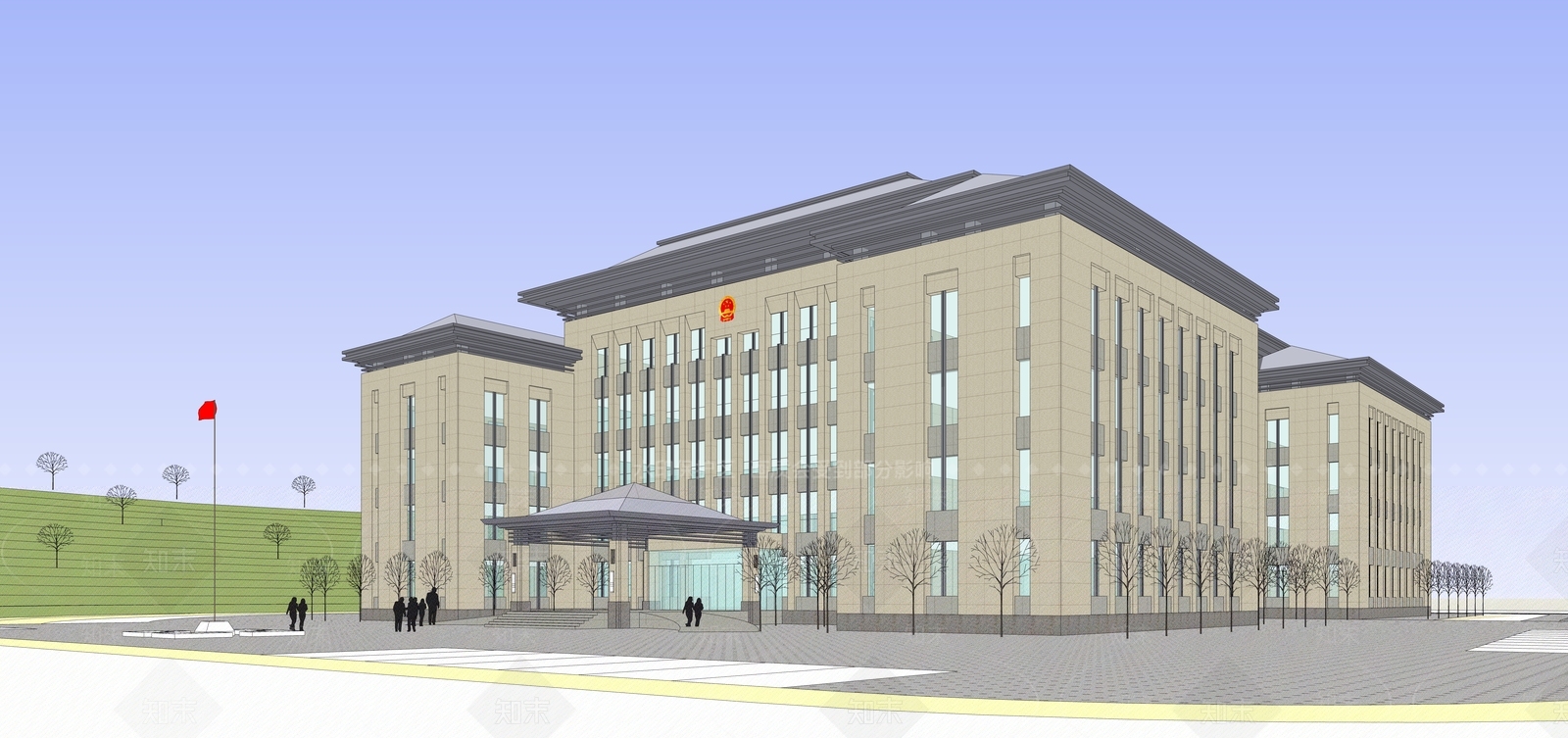 欧式多层办公楼SU模型下载【ID:1110377155】