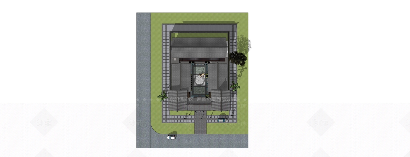 中式四合院SU模型下载【ID:1110383561】