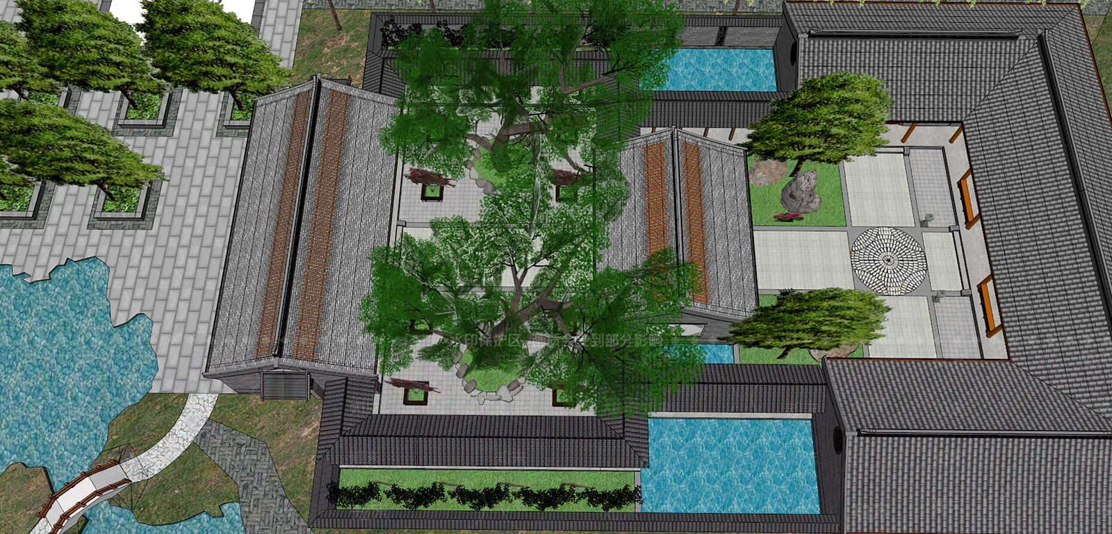 中式四合院SU模型下载【ID:1110385715】