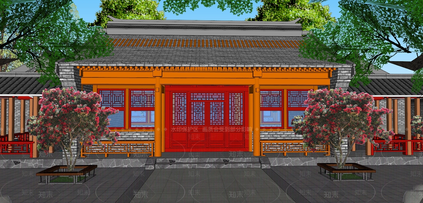 中式四合院SU模型下载【ID:1110385715】