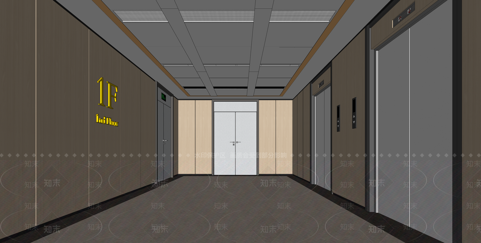 现代电梯厅SU模型下载【ID:1110391278】