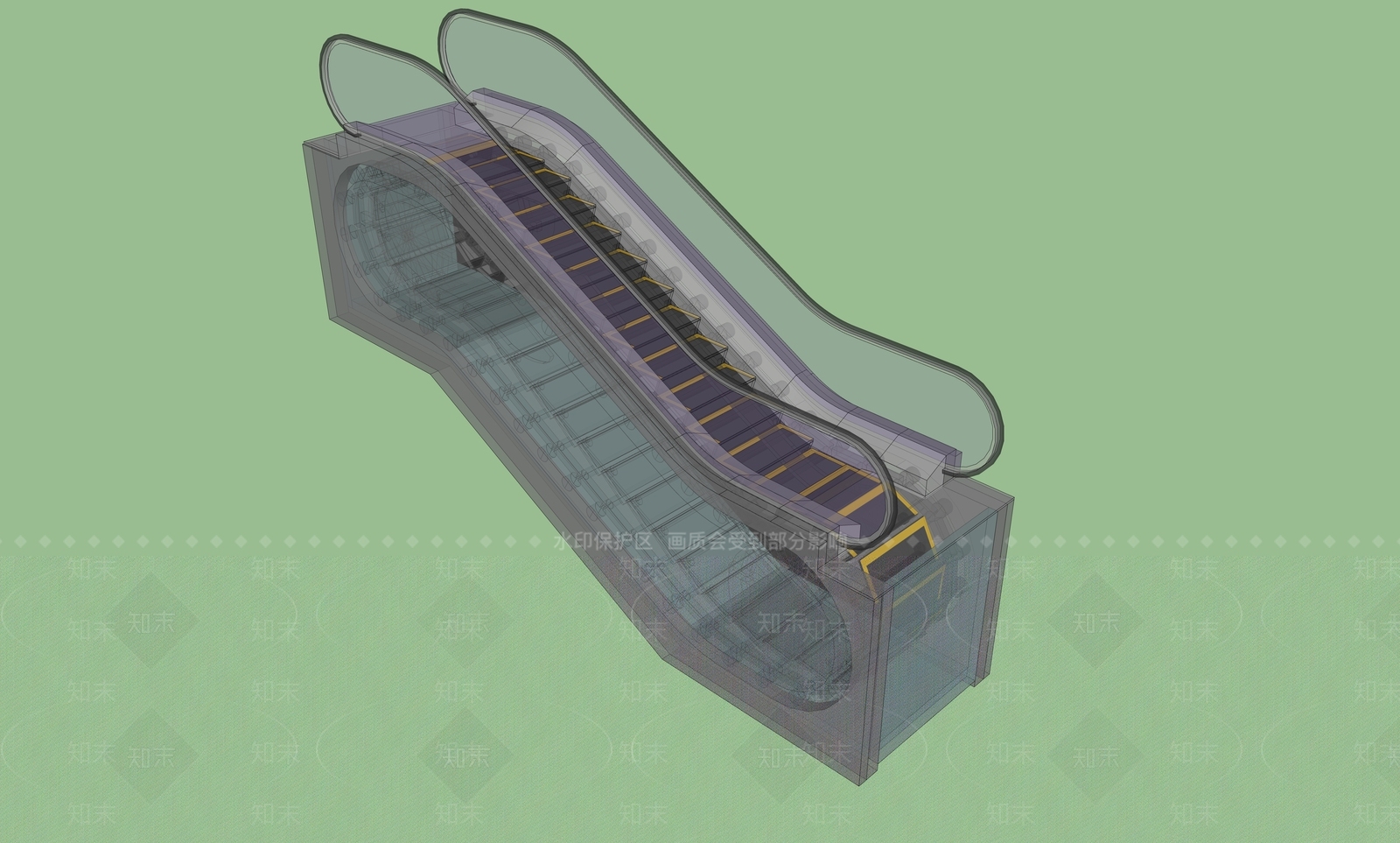 现代扶梯SU模型下载【ID:1110398940】