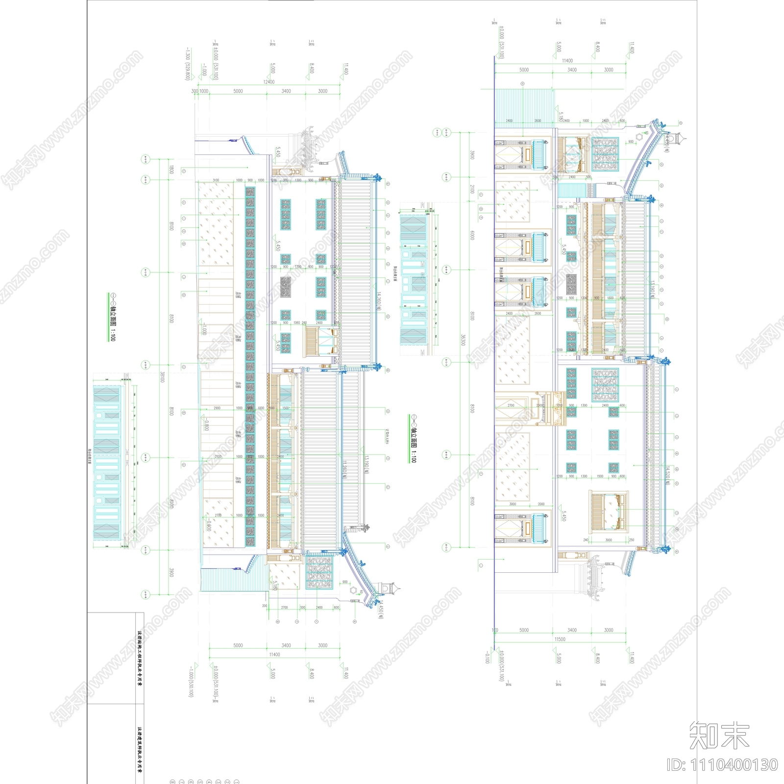 新中式古建筑CAD施工图下载【ID:1110400130】