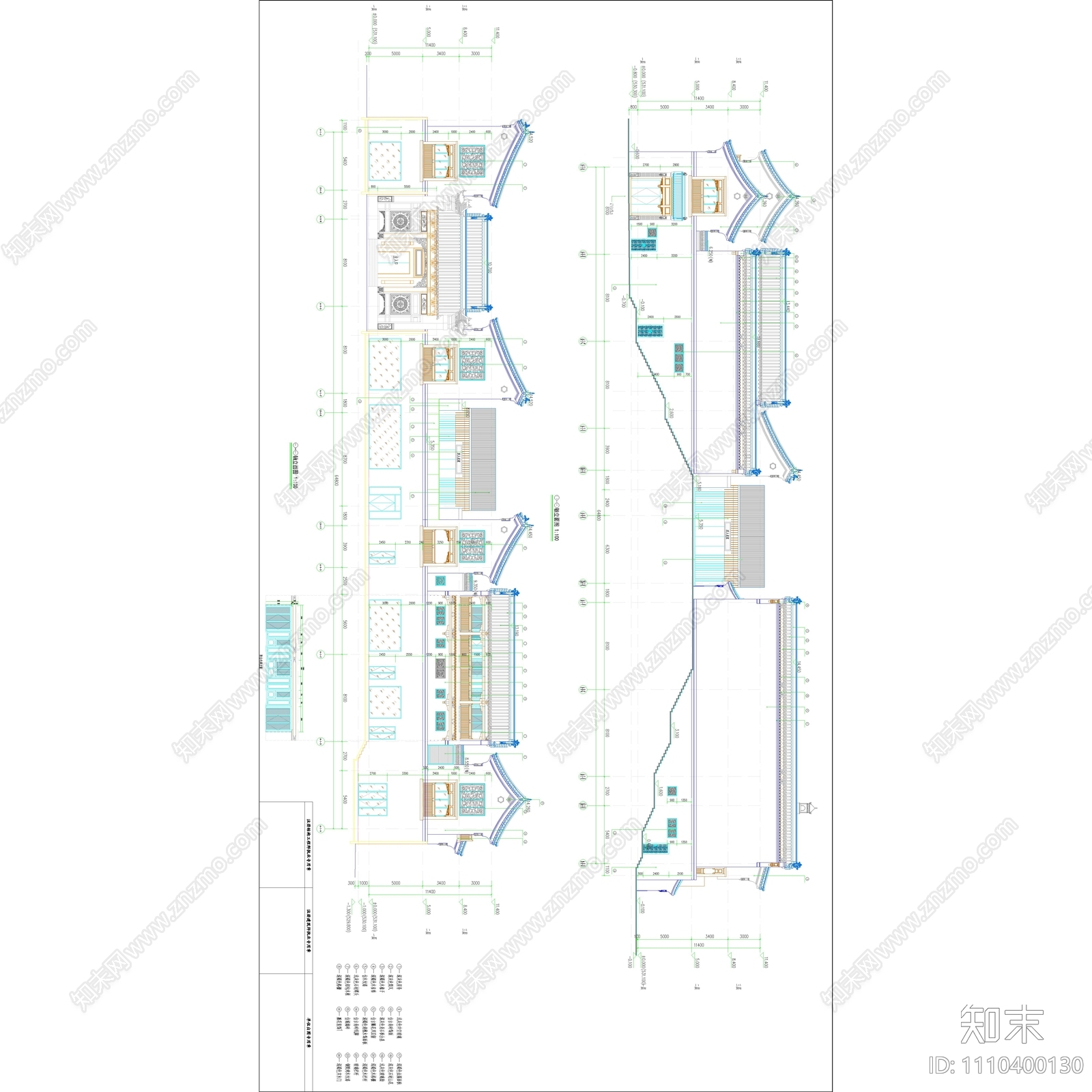 新中式古建筑CAD施工图下载【ID:1110400130】