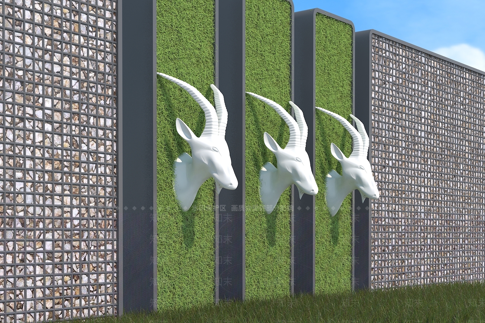 现代羊头雕刻3D模型下载【ID:1110400424】