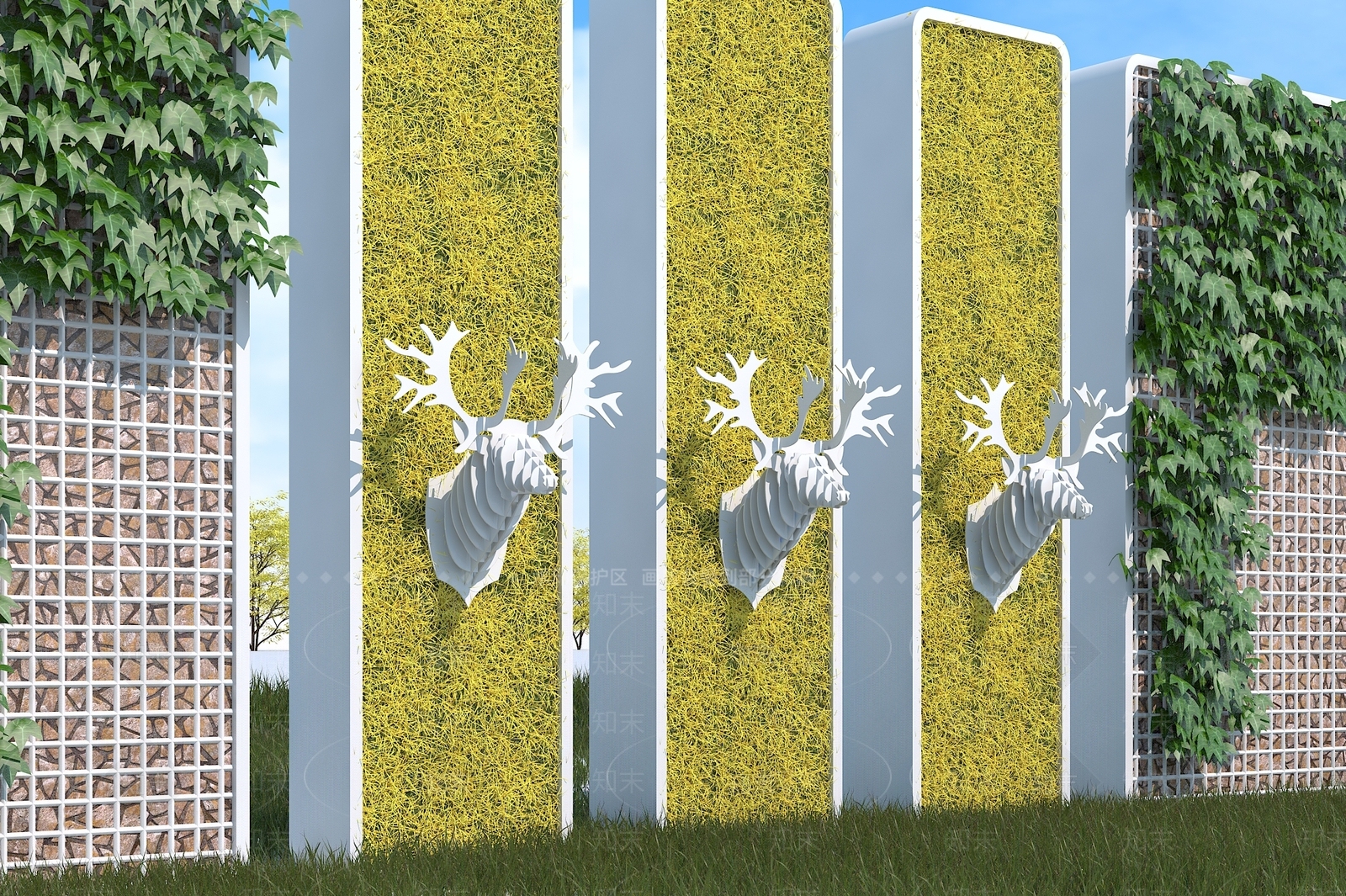 现代鹿头雕刻3D模型下载【ID:1110400536】