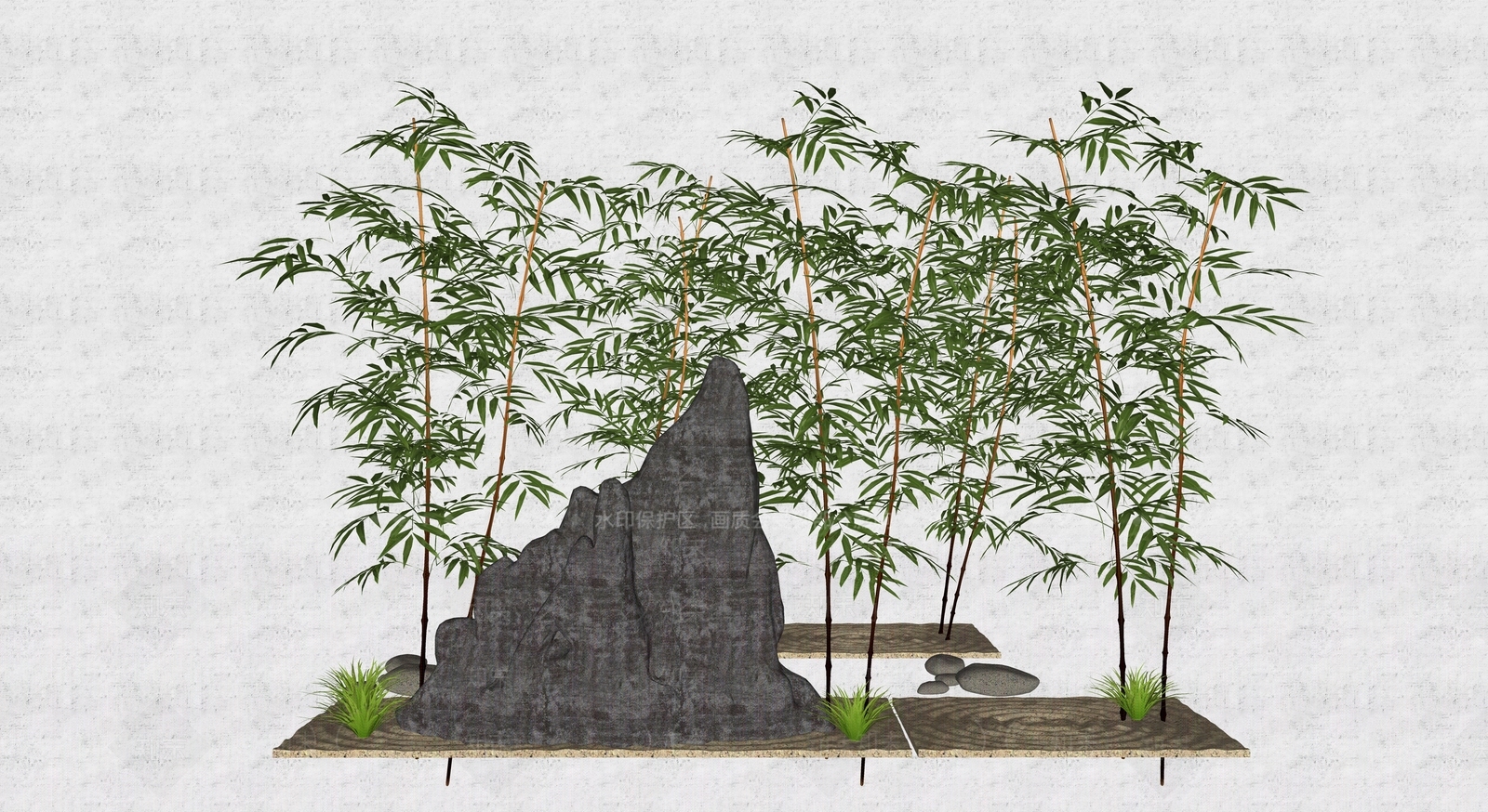 新中式竹类SU模型下载【ID:1110401998】
