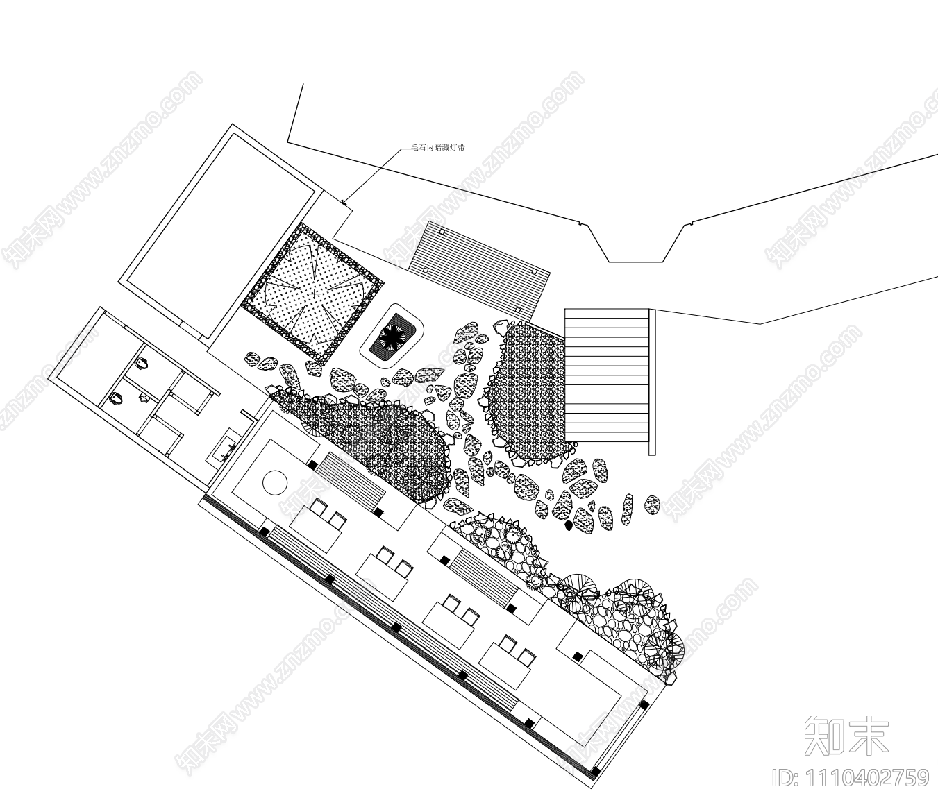 日式侘寂风餐厅建筑室内景观施工图下载【ID:1110402759】