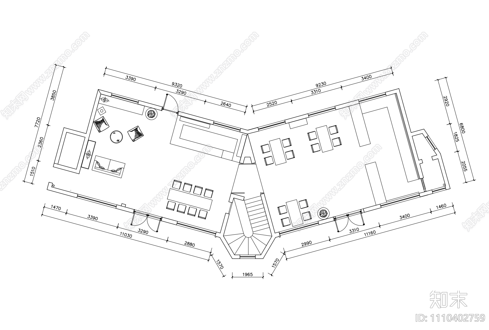 日式侘寂风餐厅建筑室内景观施工图下载【ID:1110402759】