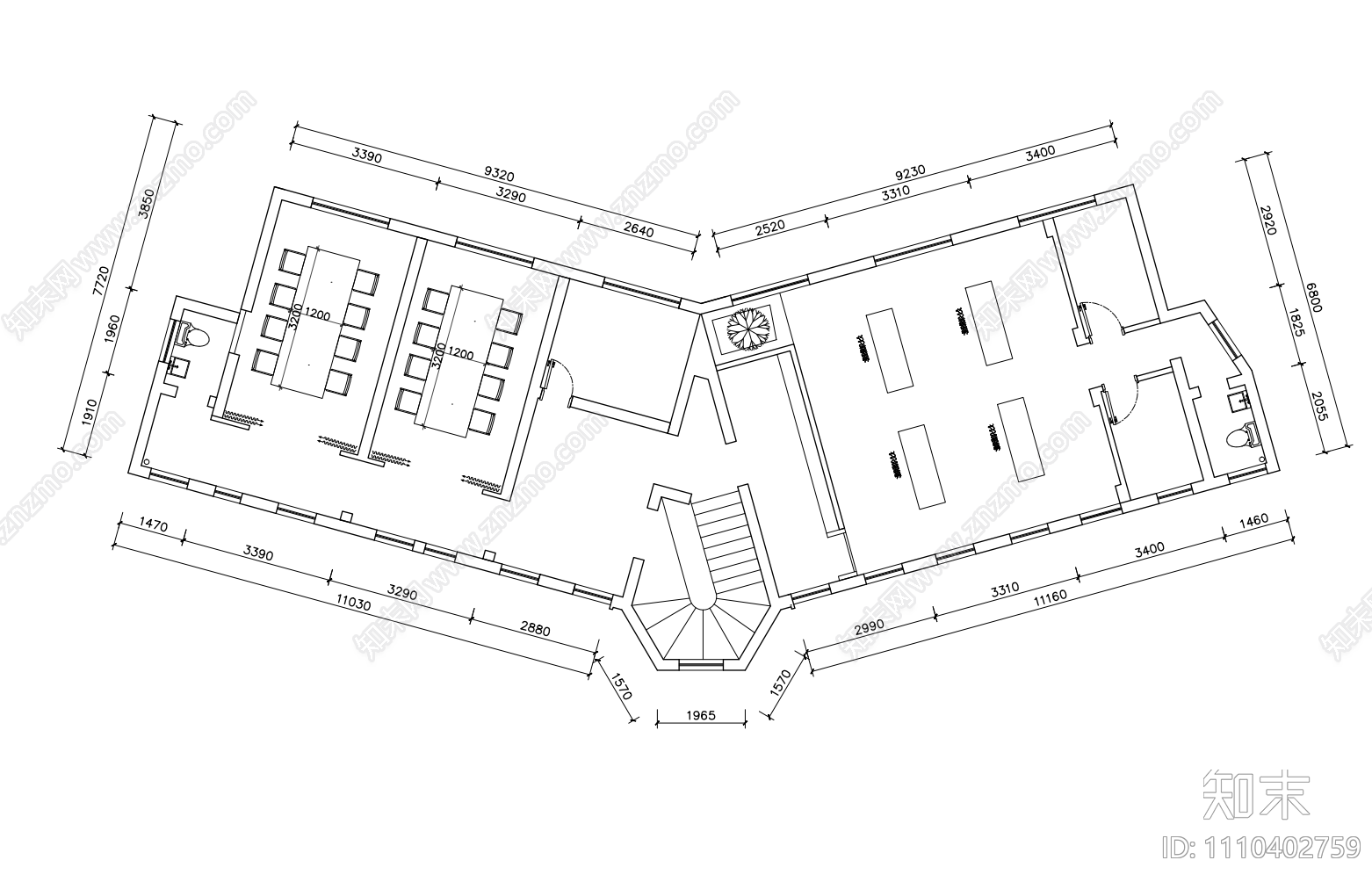 日式侘寂风餐厅建筑室内景观施工图下载【ID:1110402759】