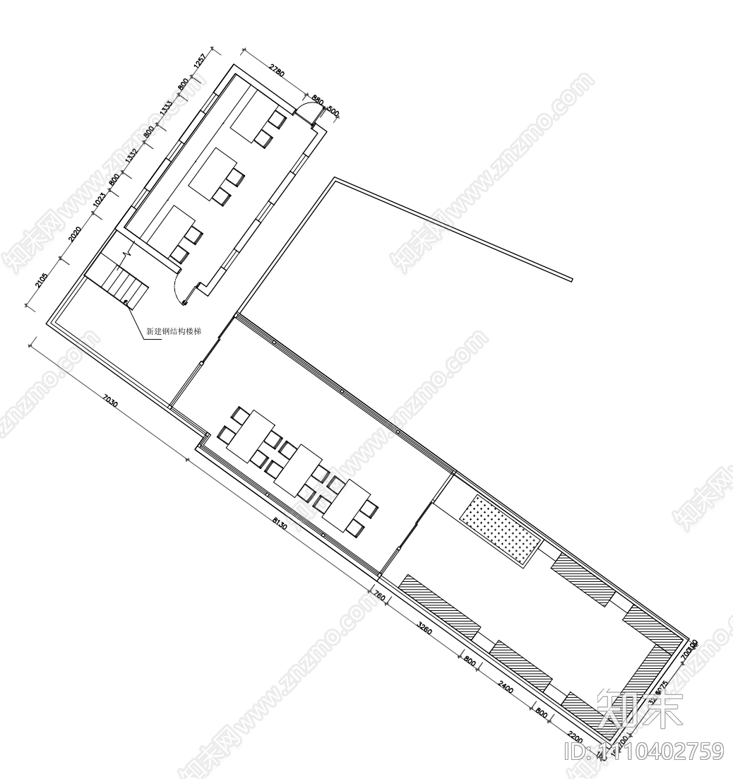 日式侘寂风餐厅建筑室内景观施工图下载【ID:1110402759】