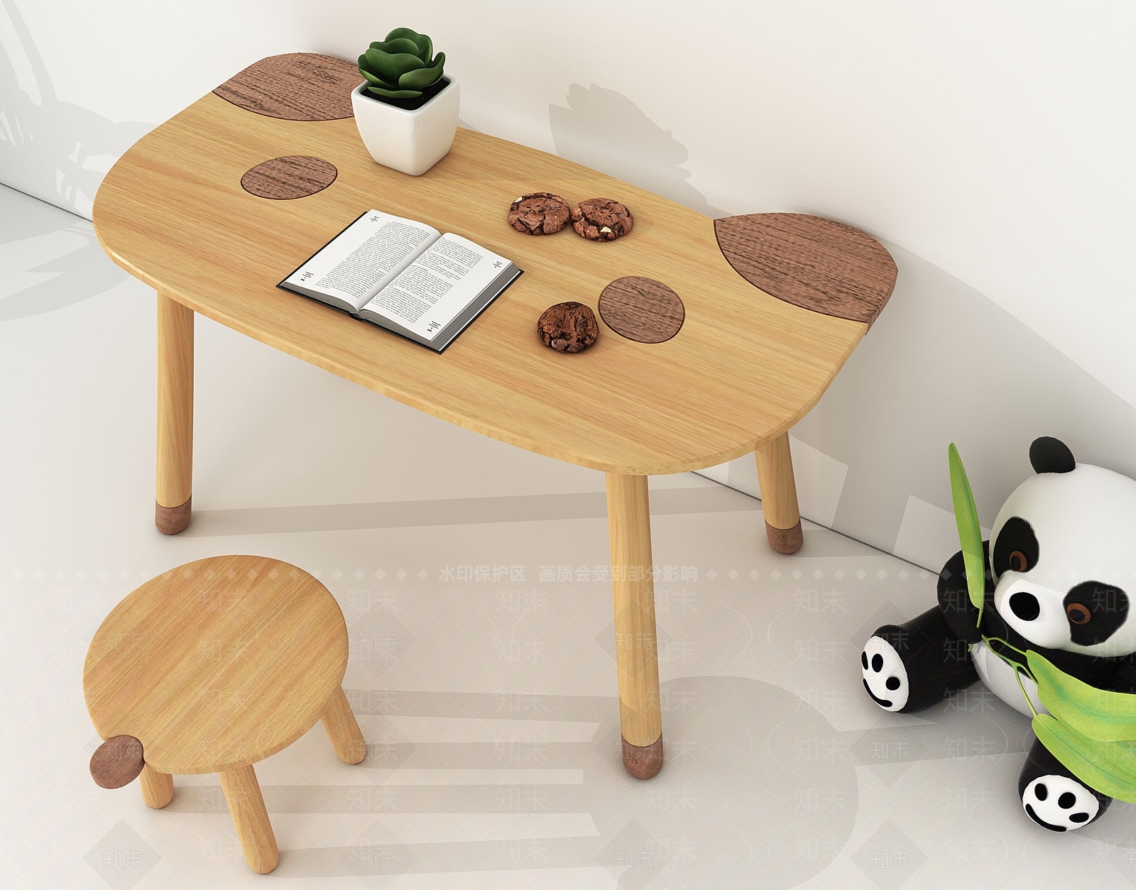 现代儿童桌椅组合3D模型下载【ID:1110410050】