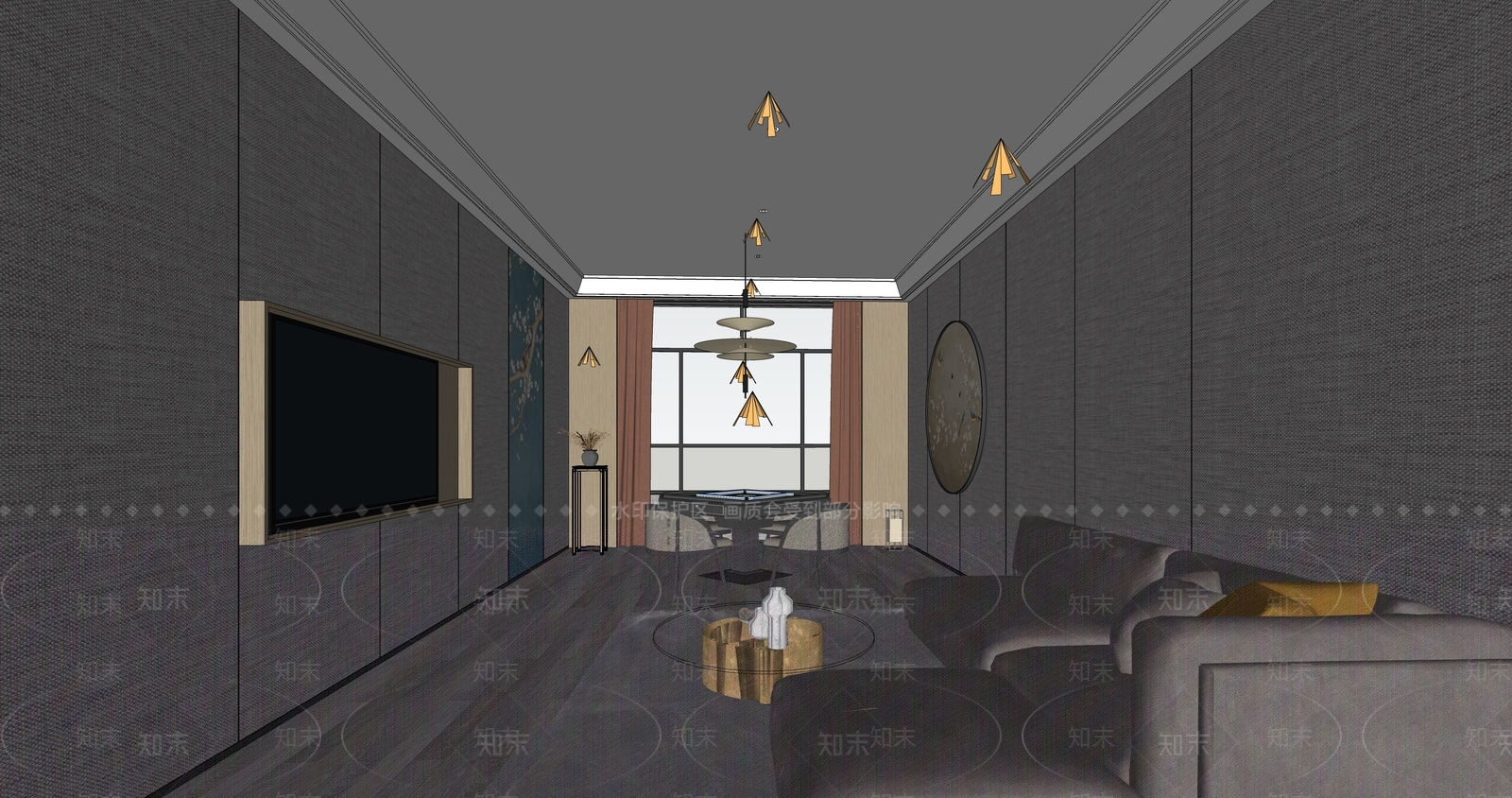 现代棋牌室SU模型下载【ID:1110412458】