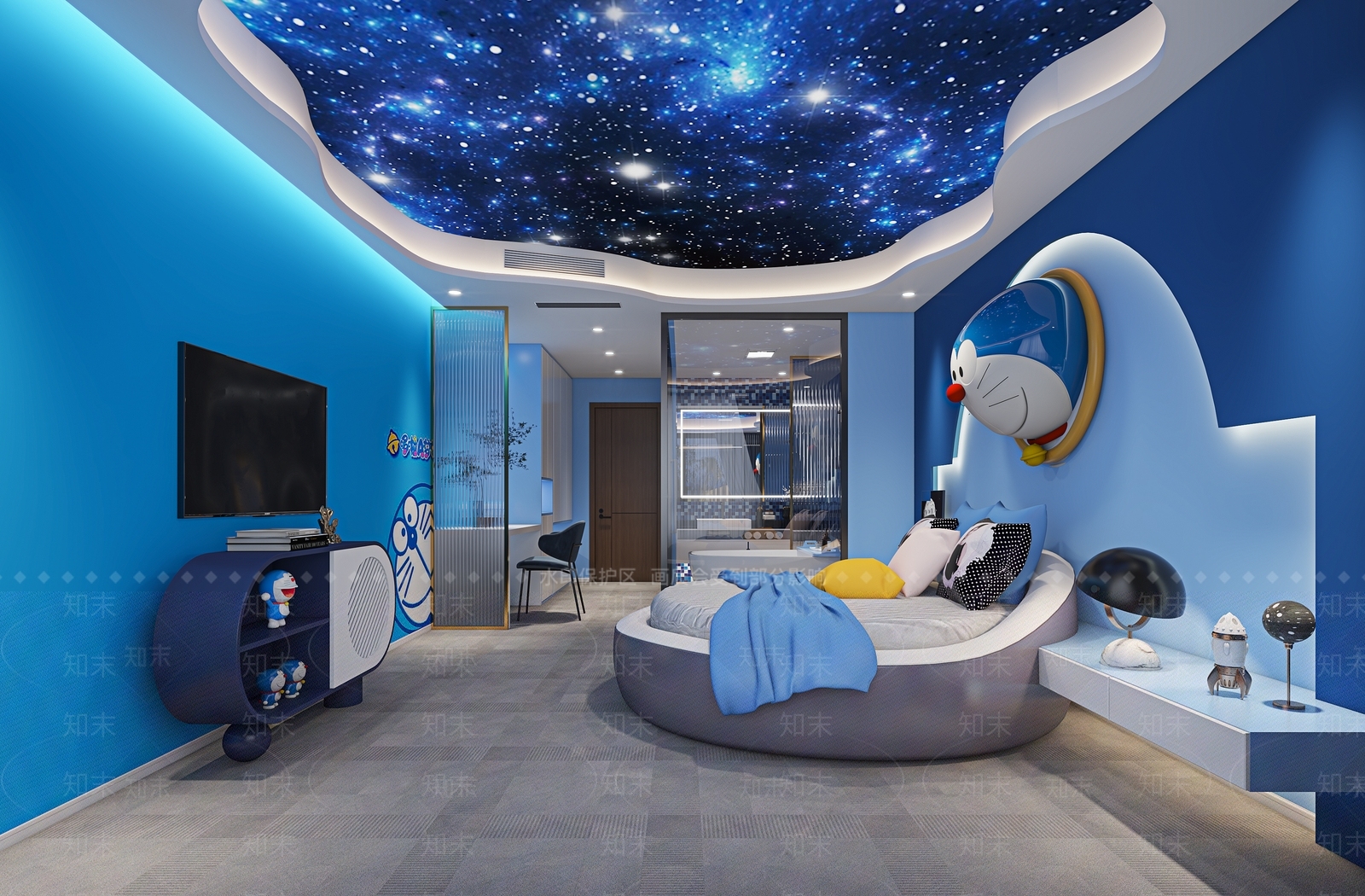 现代卡通哆啦A梦主题客房3D模型下载【ID:1110424272】