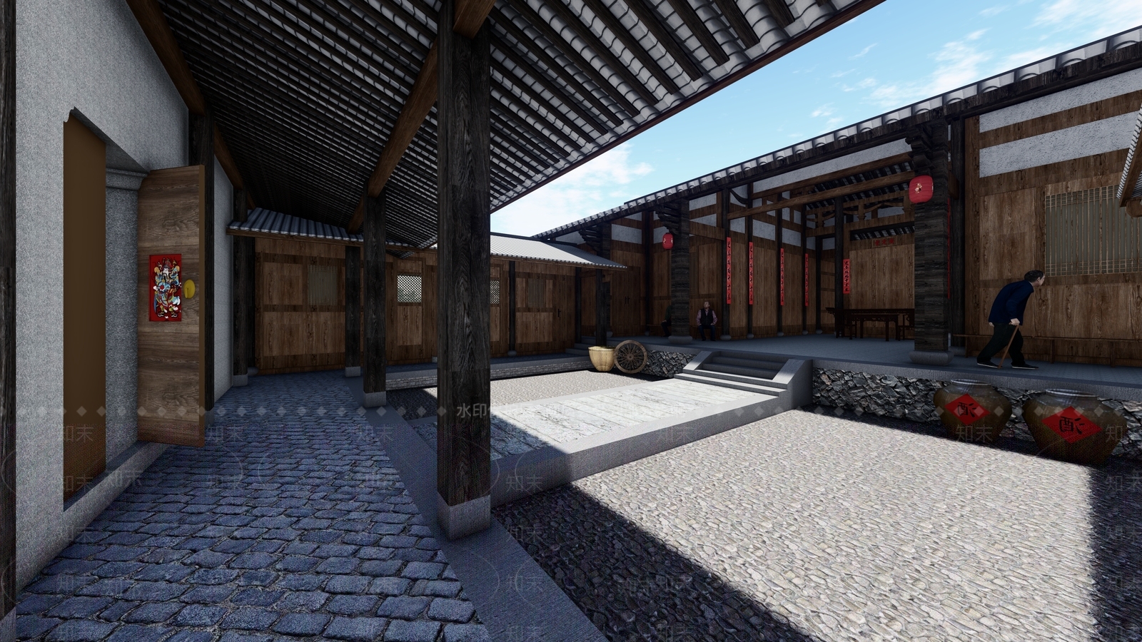 中式古建筑SU模型下载【ID:1110423528】