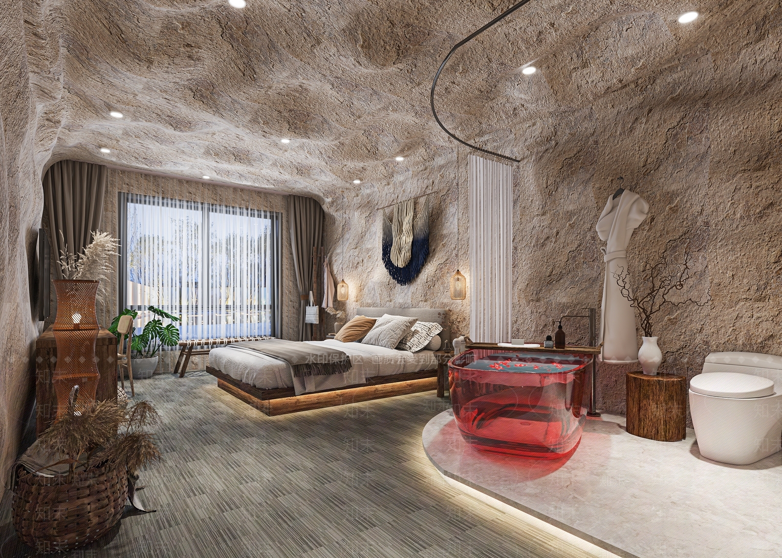 侘寂主题酒店客房3D模型下载【ID:1110425001】