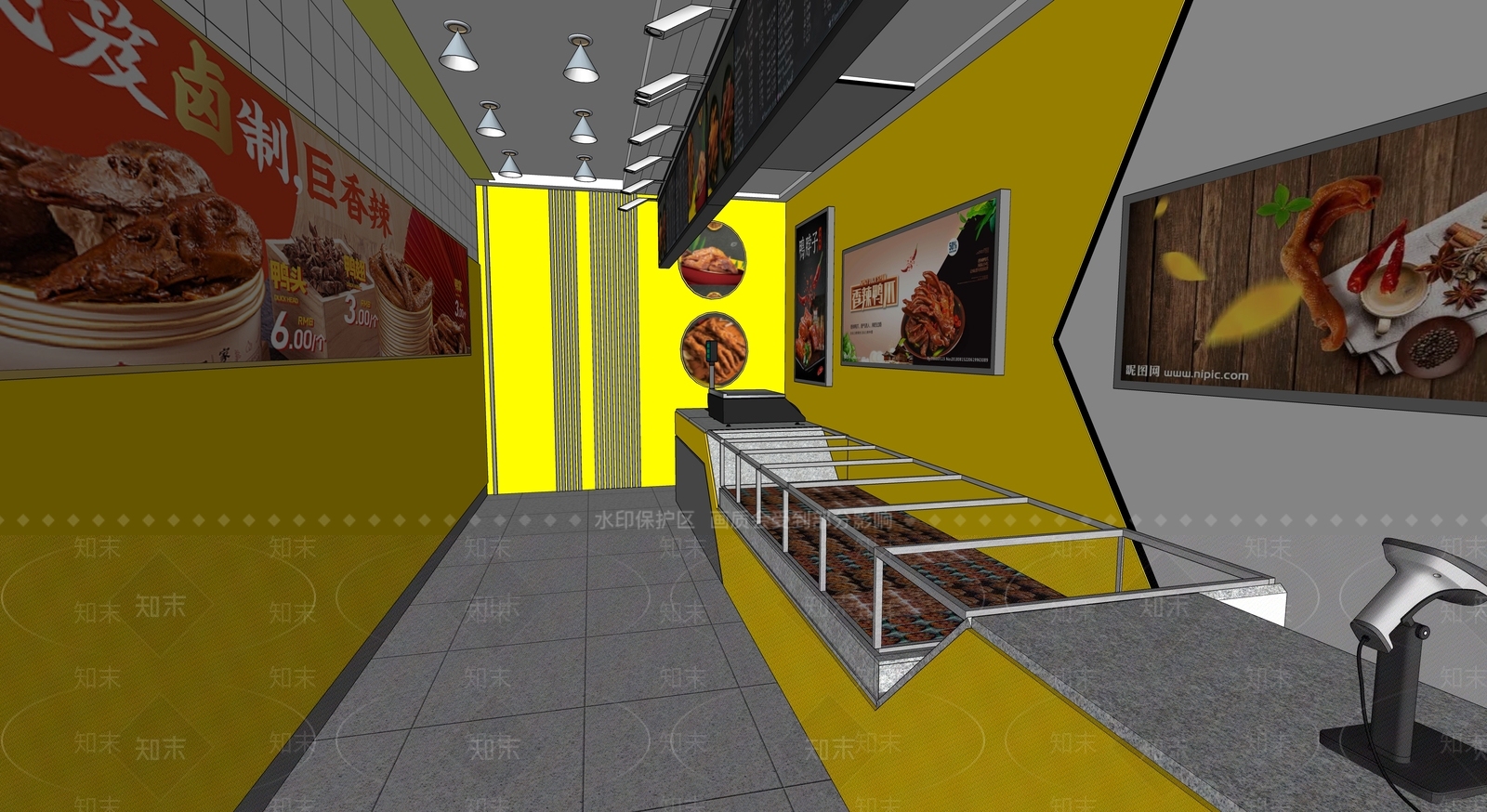 现代快餐店SU模型下载【ID:1110428362】