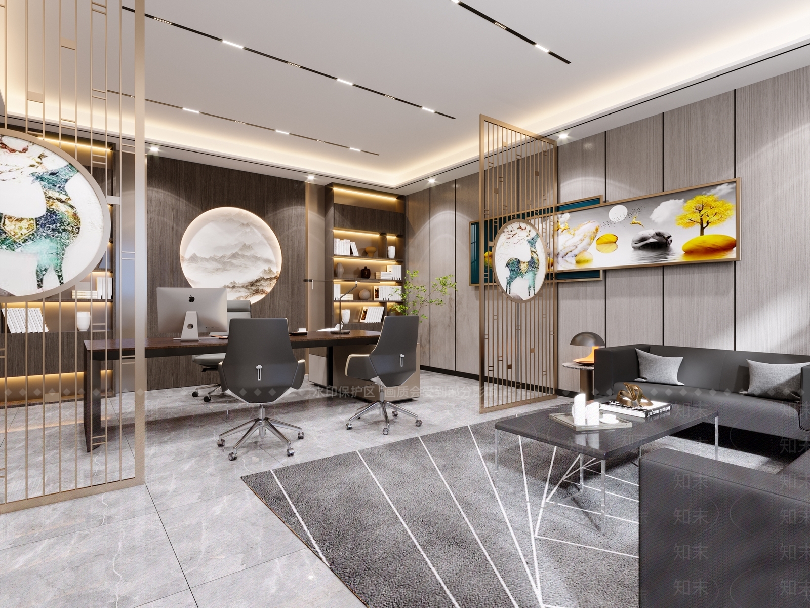 现代经理办公室3D模型下载【ID:1110430190】_知末3d模型网