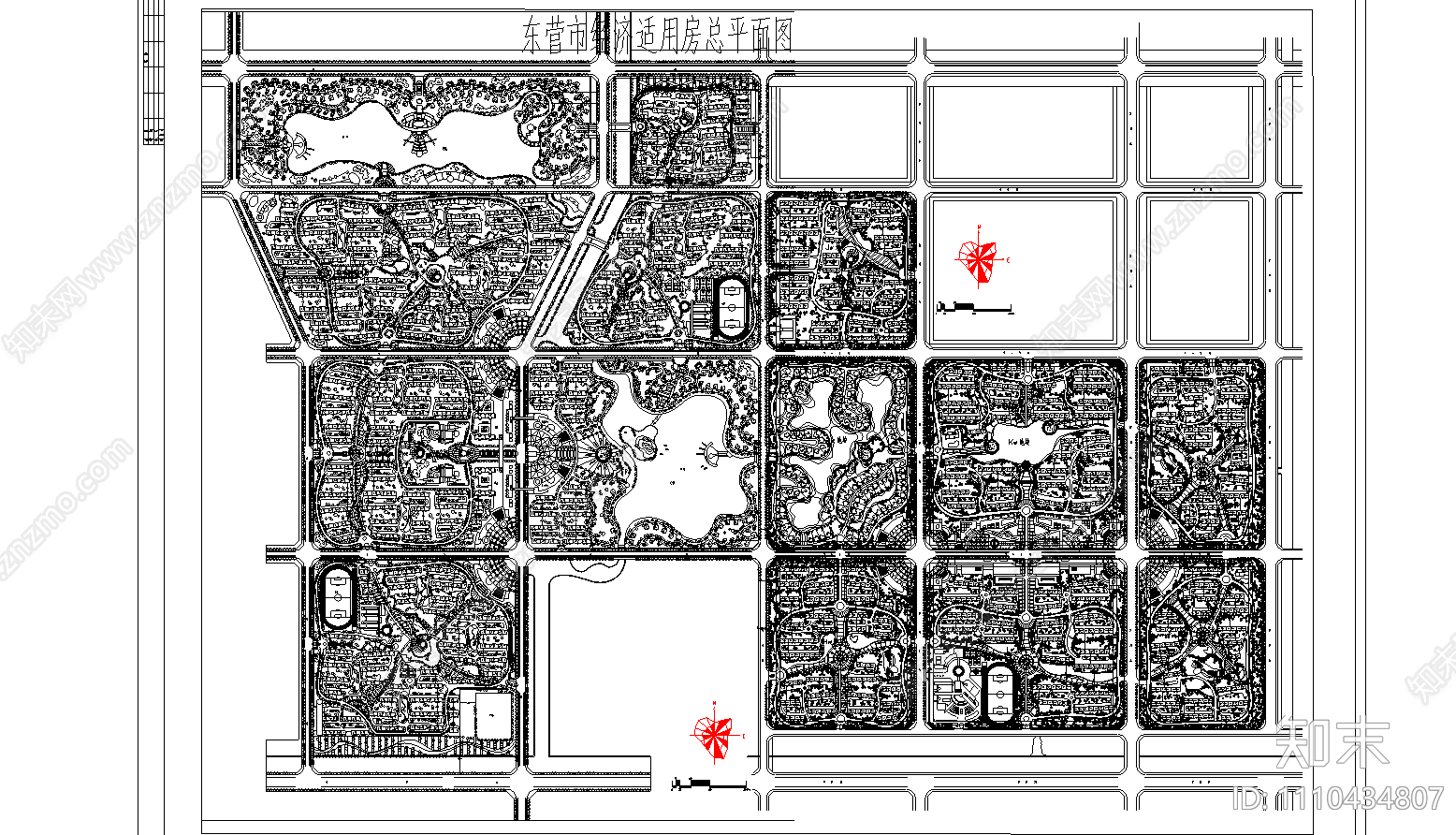 东营市安居工程总平面图cad施工图下载【ID:1110434807】