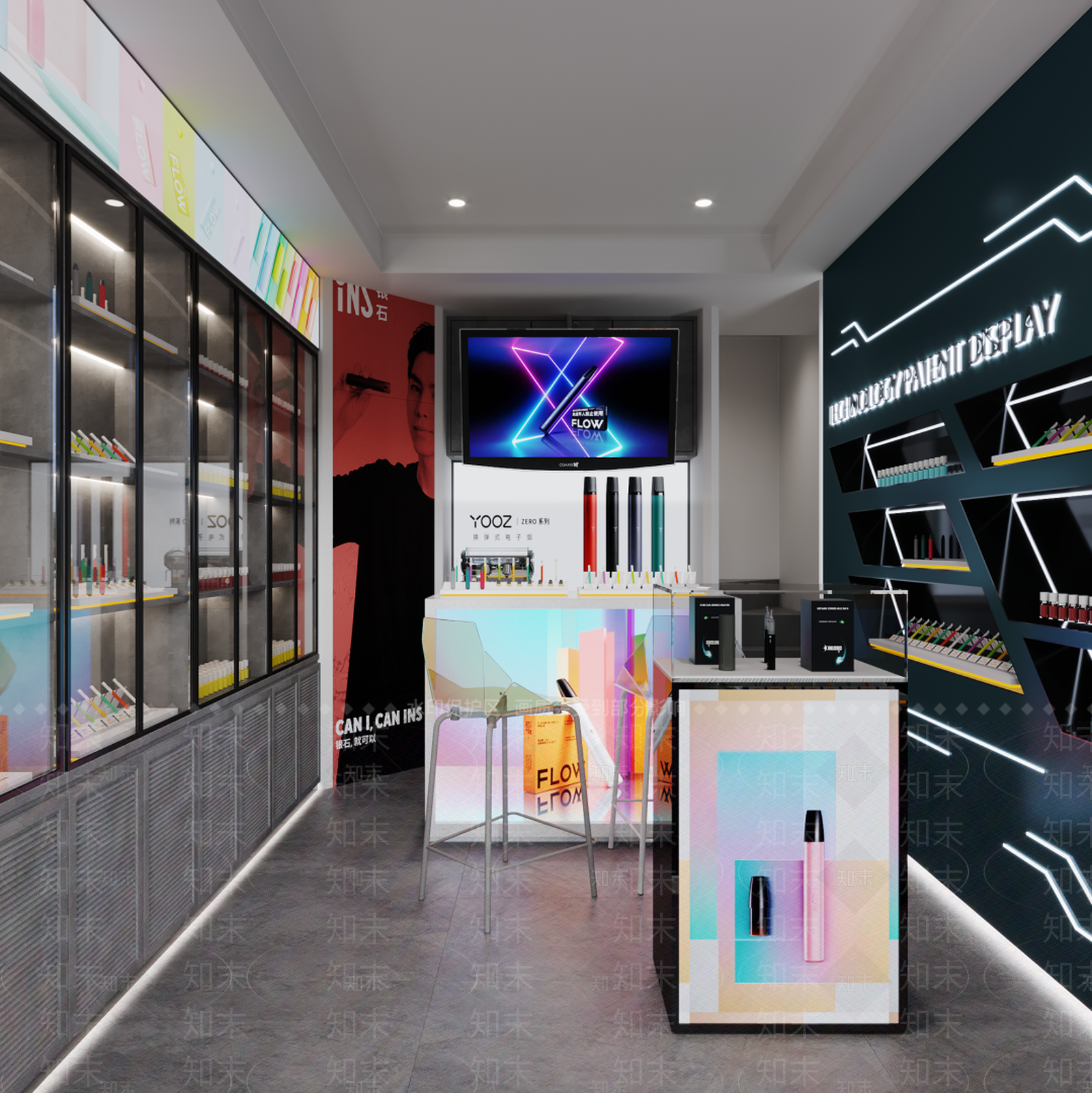 现代烟酒店3D模型渲染效果图