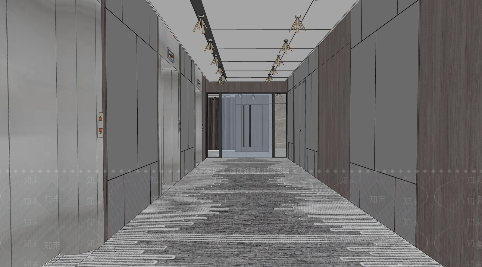 现代电梯厅SU模型下载【ID:1110451070】