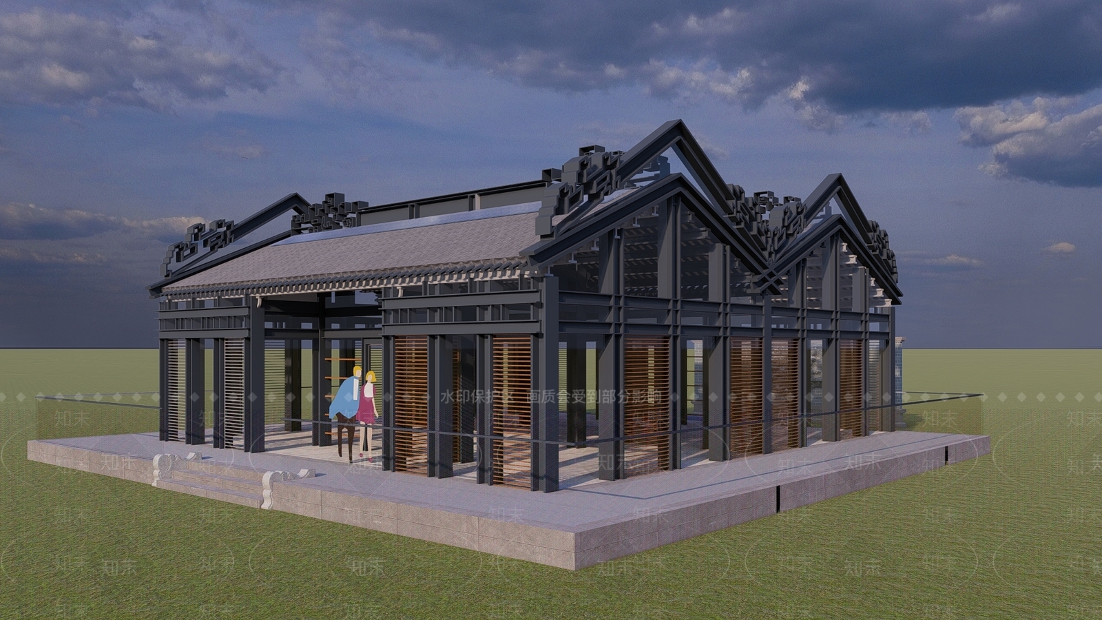 新中式小公建SU模型下载【ID:1110456705】