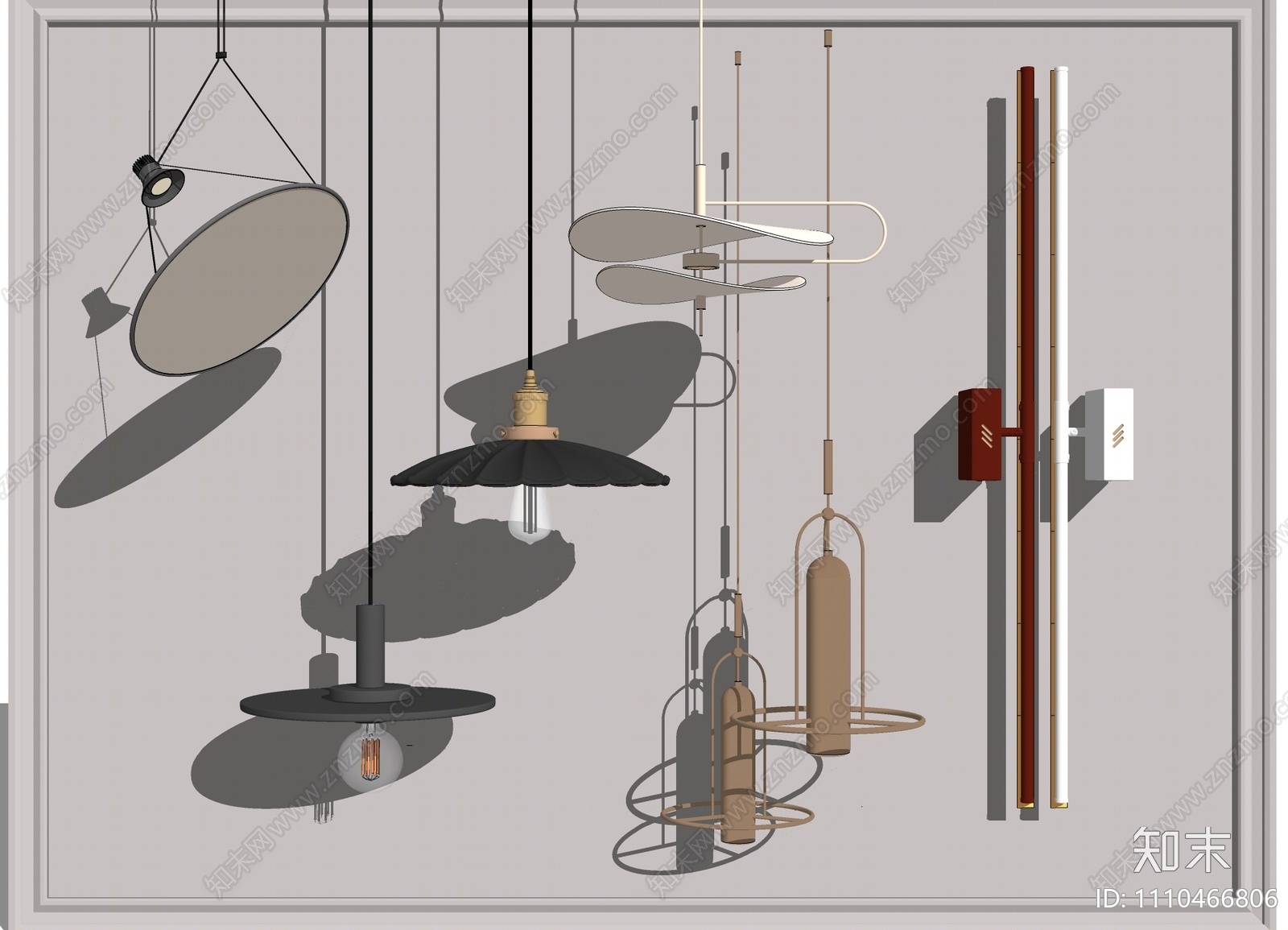 现代灯具组合SU模型下载【ID:1110466806】