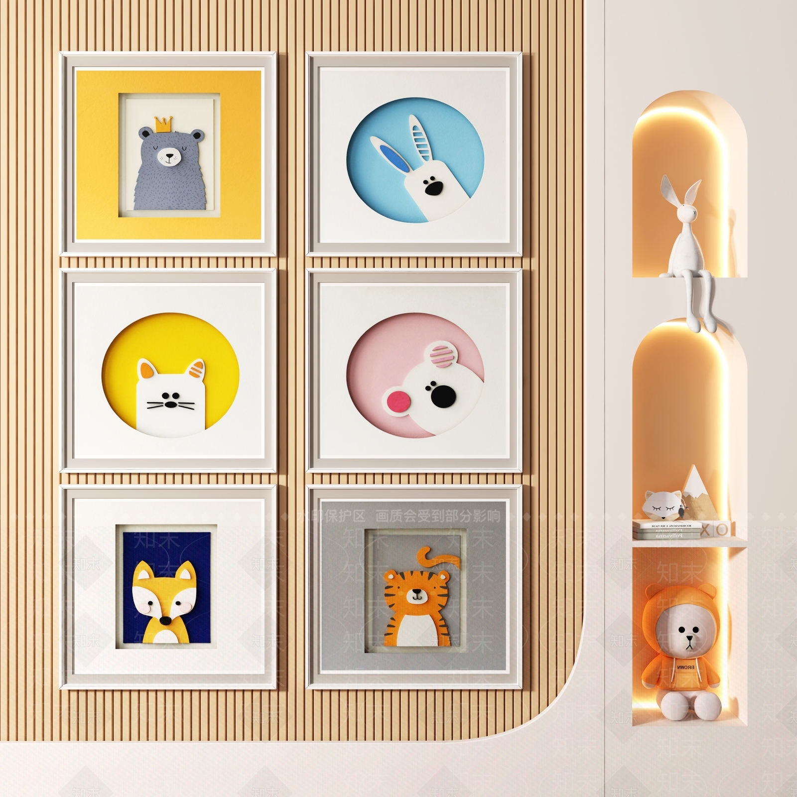 现代儿童房装饰画3D模型下载【ID:1110468131】