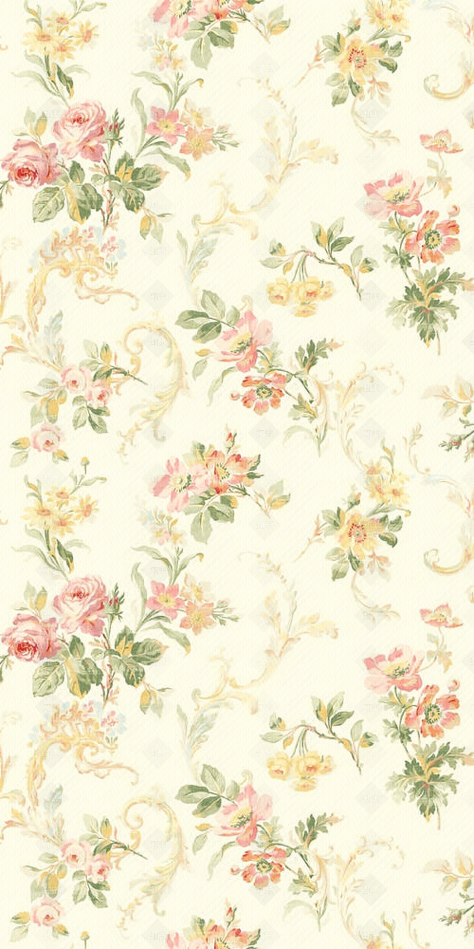 田园风格墙纸欧式花纹贴图下载【ID:1110473894】