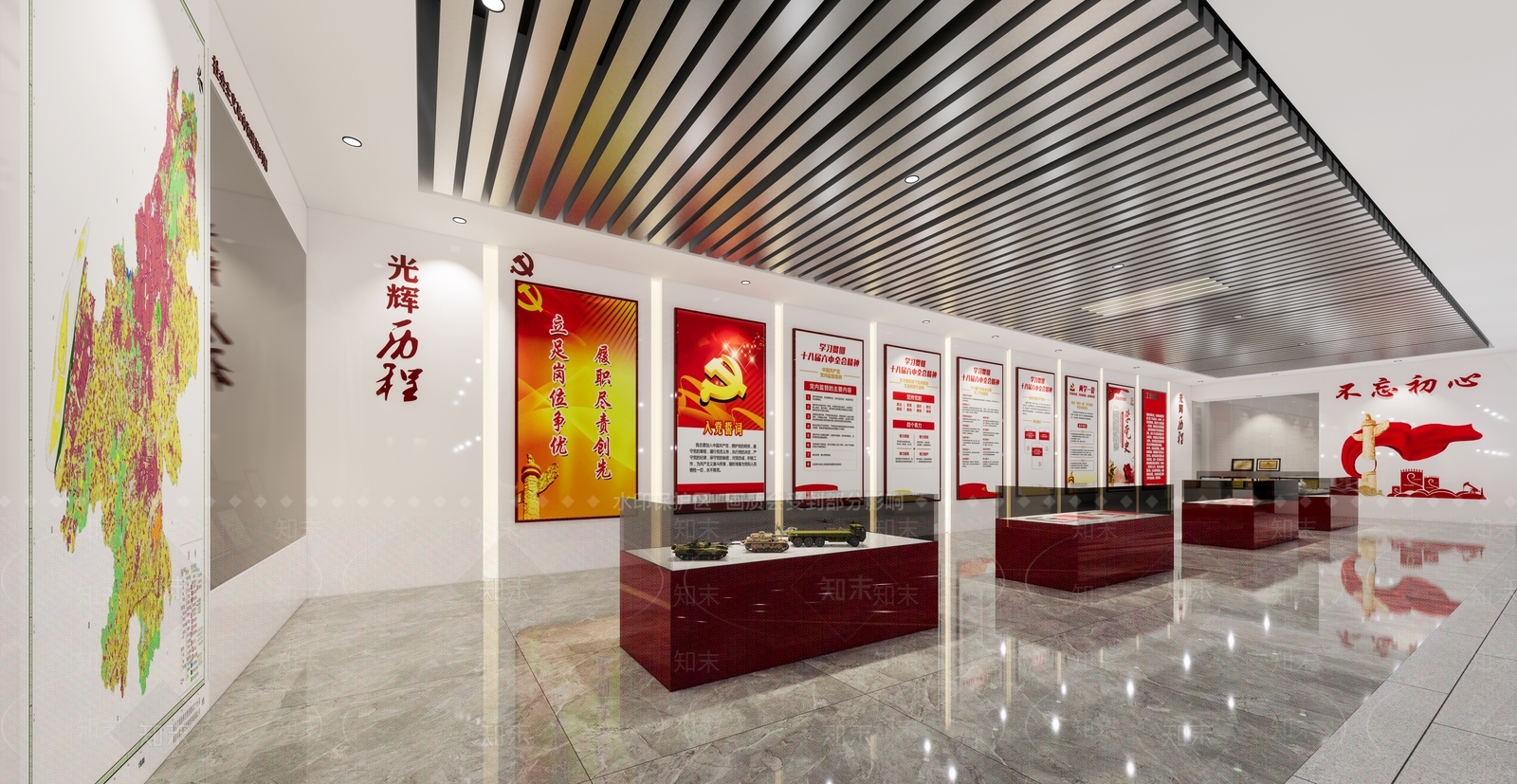 现代党建展厅SU模型下载【ID:1110475454】