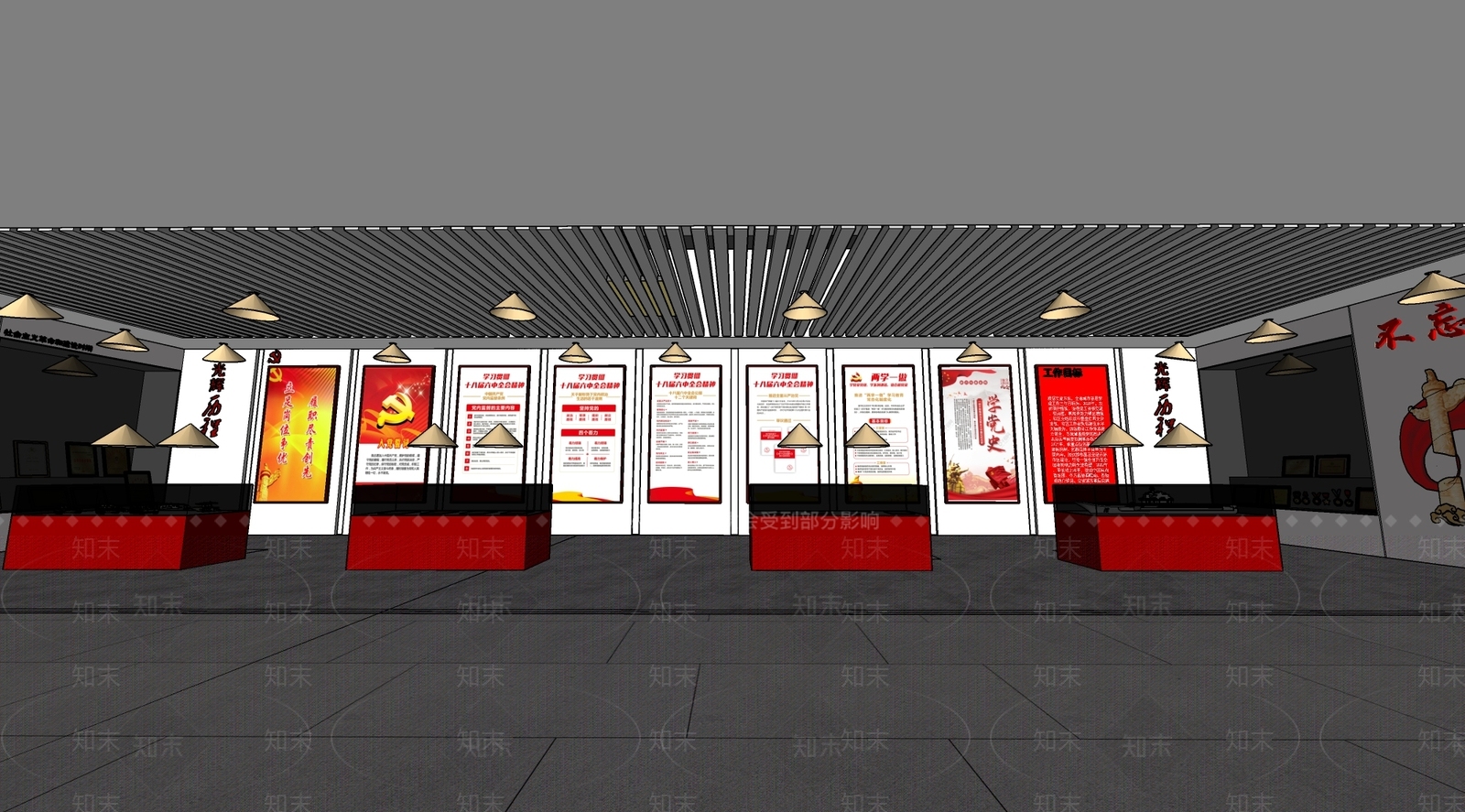 现代党建展厅SU模型下载【ID:1110475454】