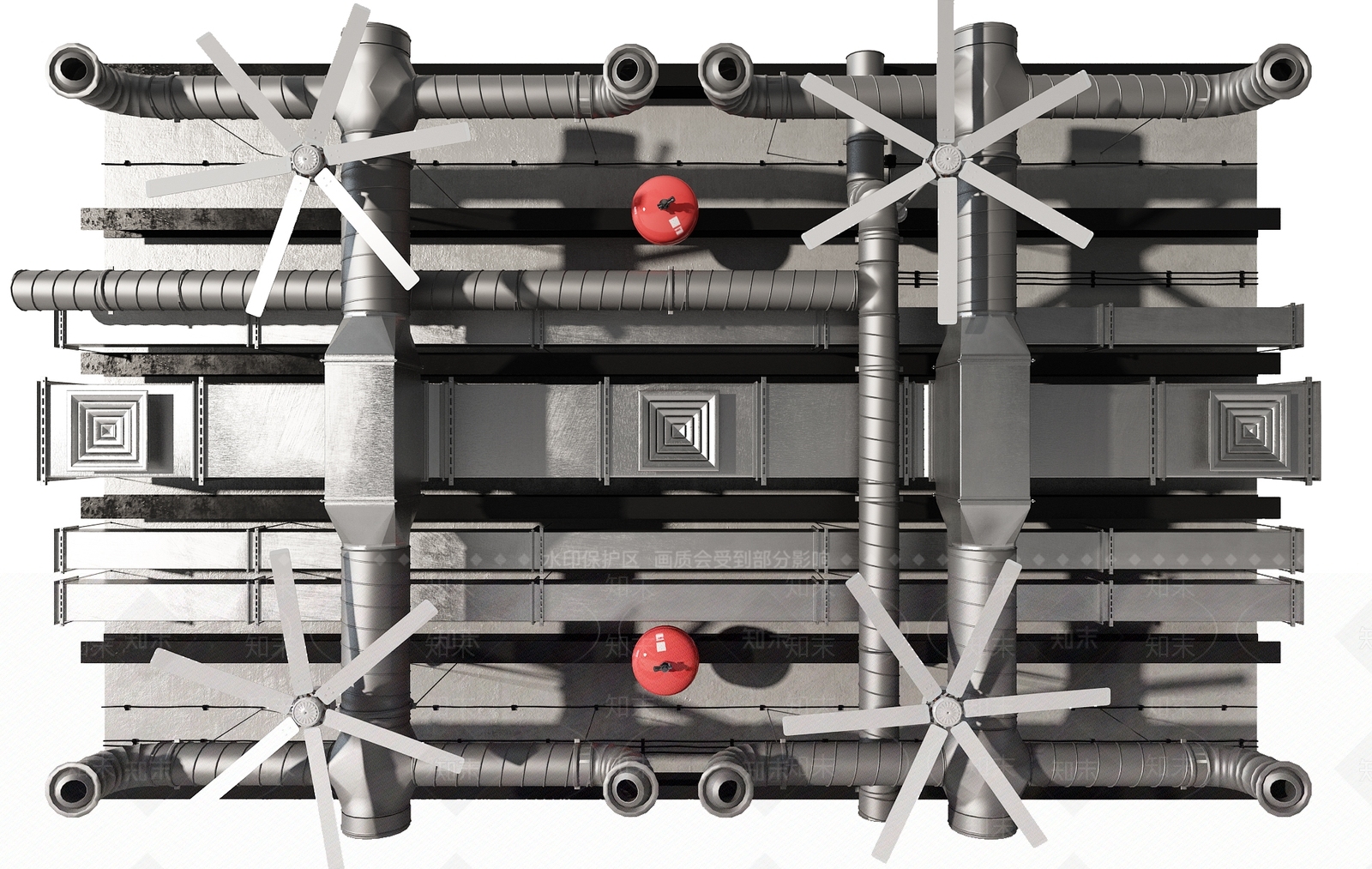 现代通风管道3D模型下载【ID:1110534630】