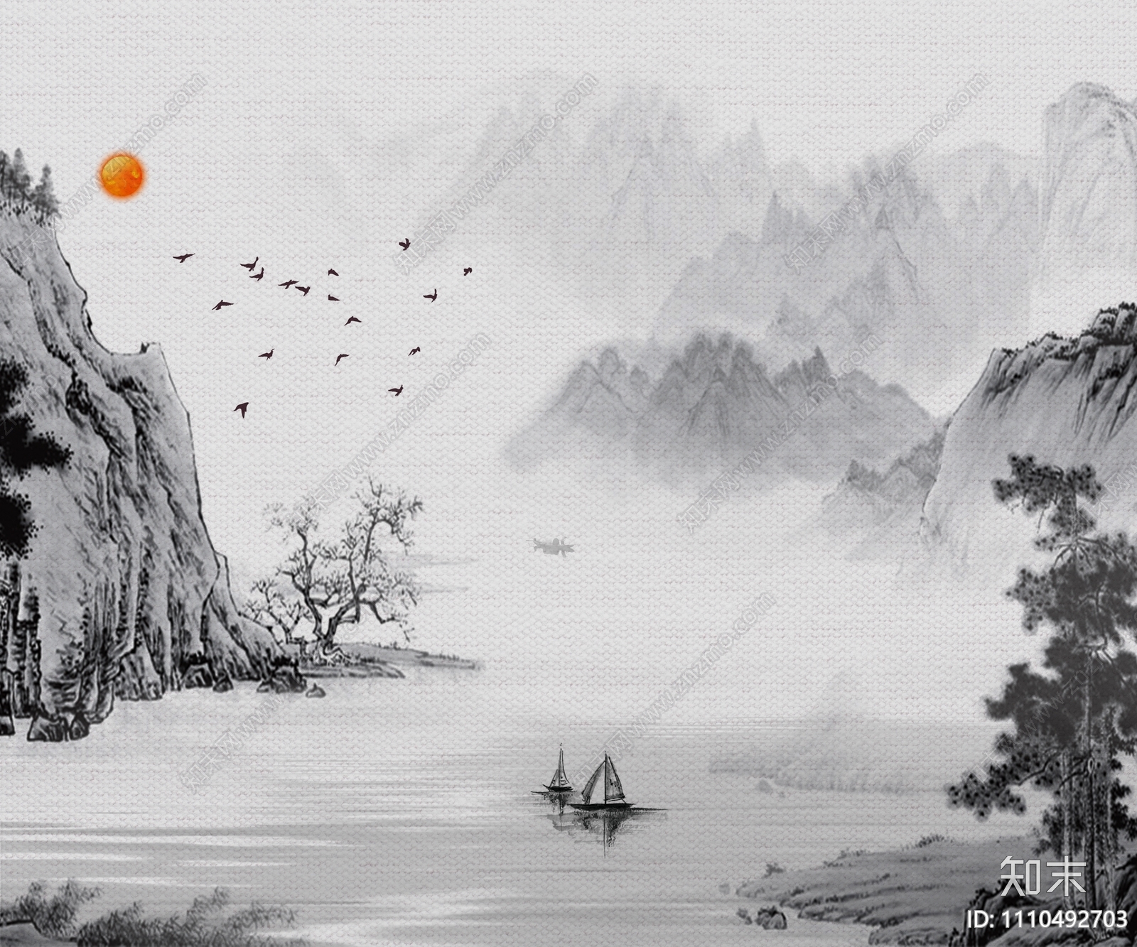 中式禅意山水水墨画psd免抠下载【ID:1110492703】undefined
