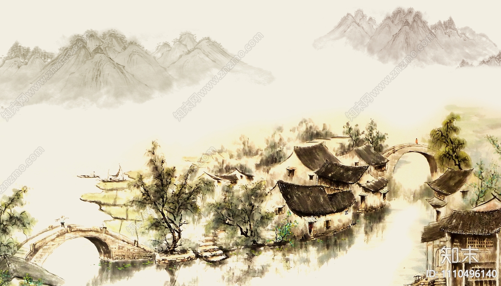 中式禅意山水水墨画psd免抠下载【ID:1110496140】undefined