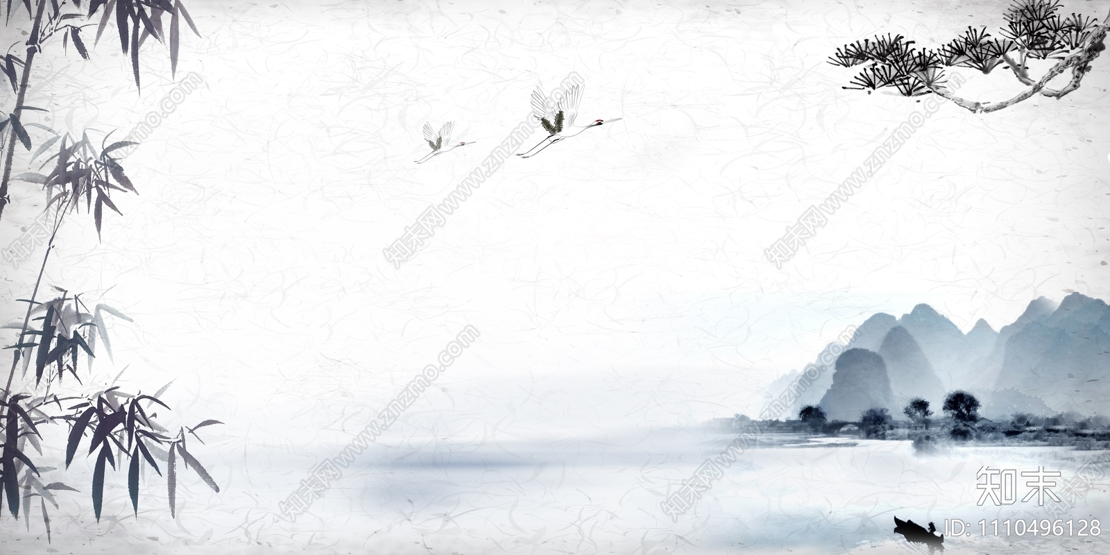 中式禅意山水水墨画psd免抠贴图下载【ID:1110496128】_【知末网贴图库】