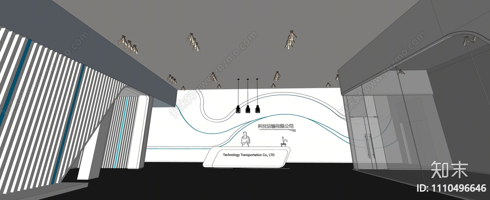 现代公司大堂SU模型下载【ID:1110496646】