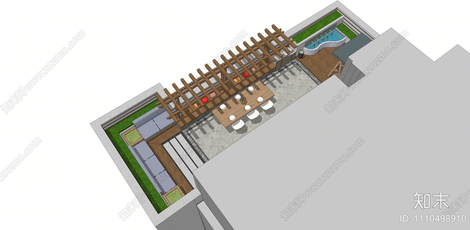 现代屋顶花园SU模型下载【ID:1110498910】