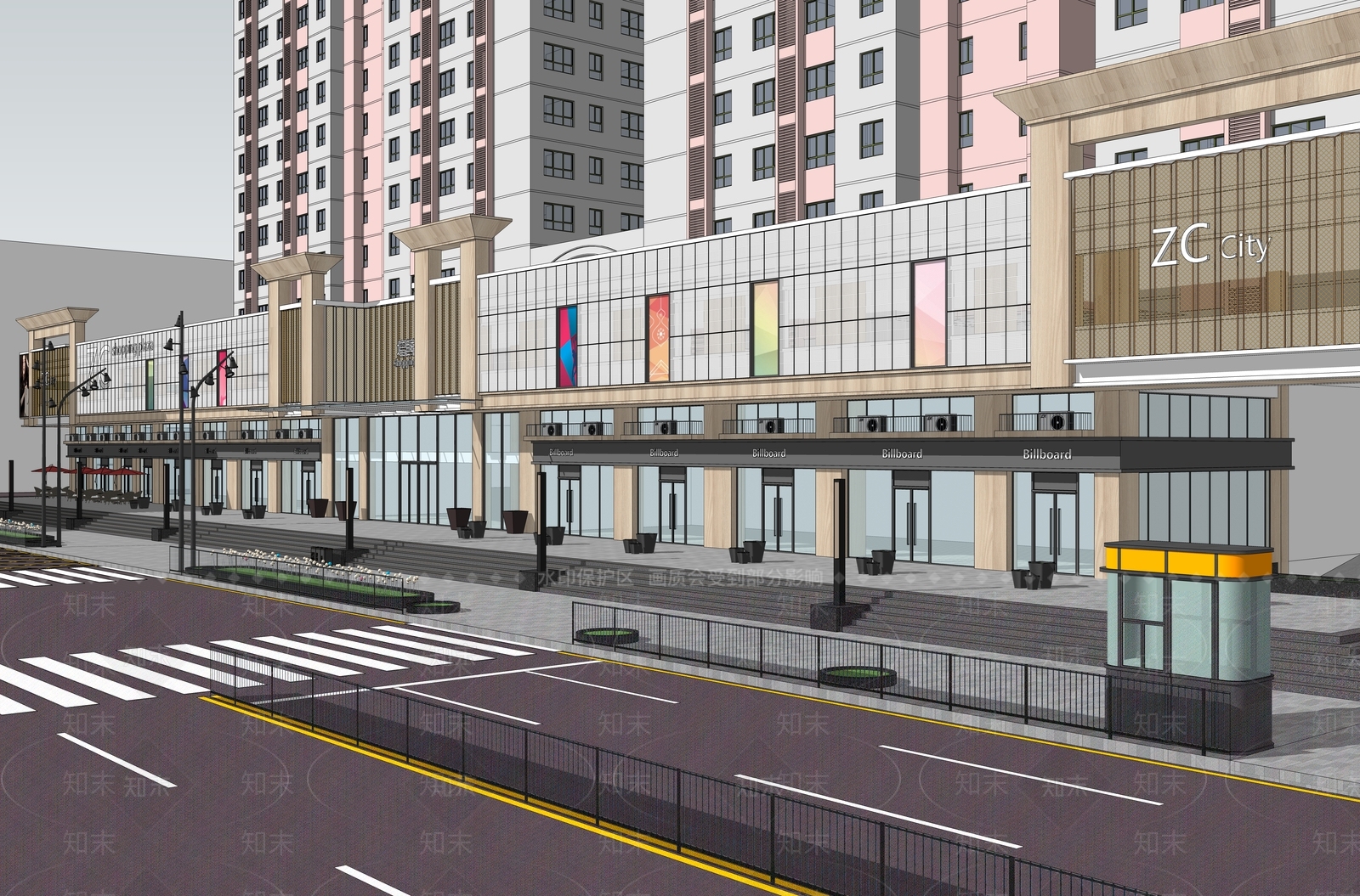 现代商业街SU模型下载【ID:1110502730】